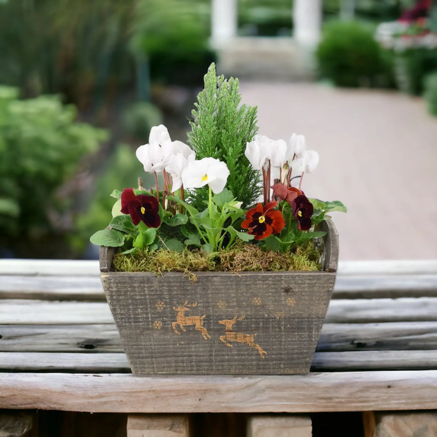 Christmas Outdoor Planted Wooden Reindeer Trough