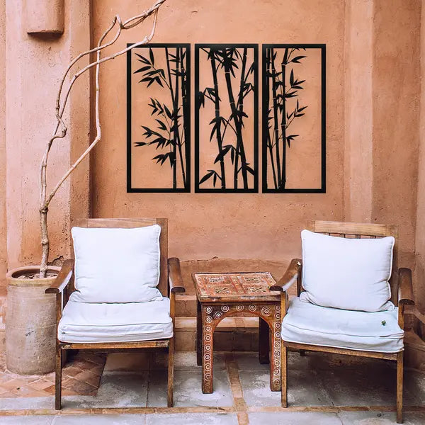 Bamboo - Three piece panel Metal Wall Art Plants By Post
